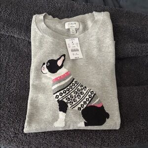 J. Crew Gray Sweater with Dog Pattern